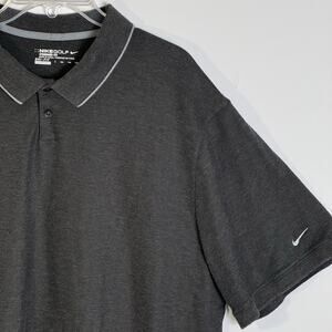 Nike Golf Dri-FIT Polo Shirt XXL 2XL Black Standard Fit Swoosh Logo Short Sleeve